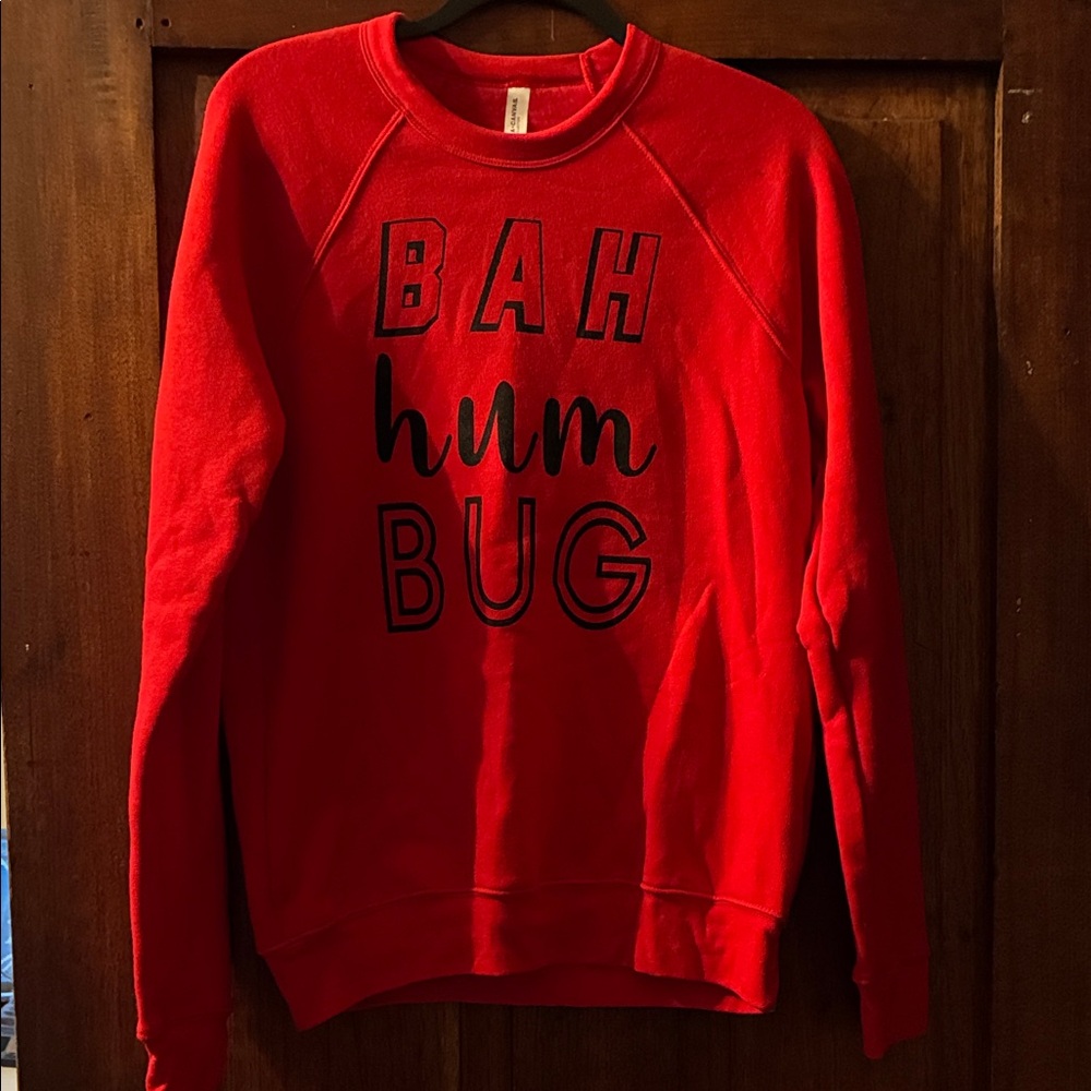 Bella Canvas Red 'Bah Hum Bug' Women's Sweatshirt